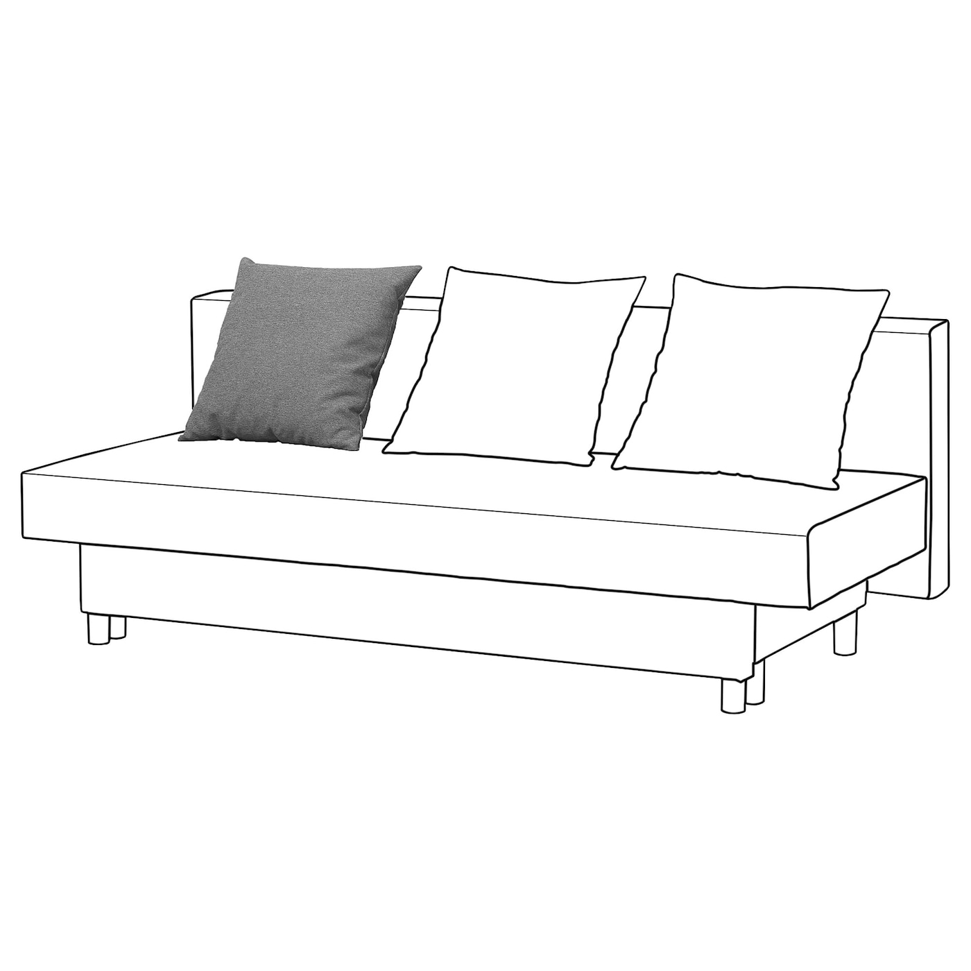 Подушка на спинку 3-х раскладного дивана - IKEA ASARUM/АСАРУМ ИКЕА, 53х5х53 см, темно-серый