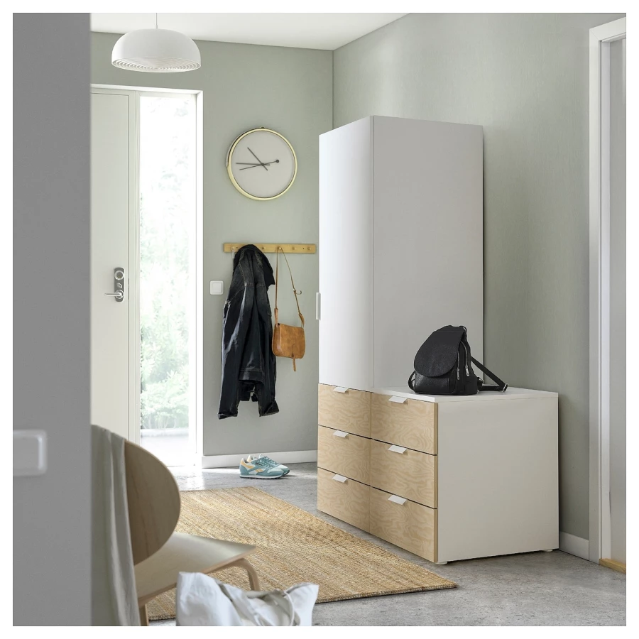Шкаф с 1 дверцей и 6 ящиками - IKEA PLATSA/ПЛАТСА ИКЕА, 56,8х181,1х120 см, белый/бежевый (изображение №2)