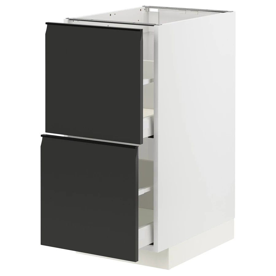 Напольный кухонный шкаф  - IKEA METOD MAXIMERA, 88x61,6x40см, белый/черный, МЕТОД МАКСИМЕРА ИКЕА (изображение №1)