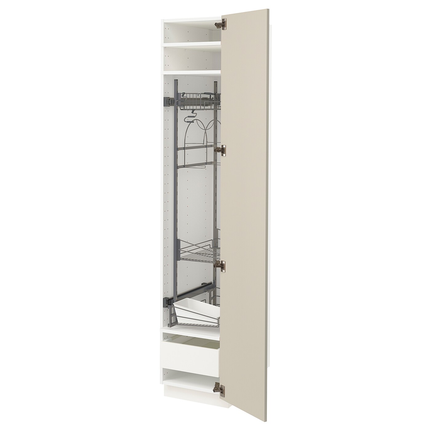 Высокий шкаф/бытовой - IKEA METOD/MAXIMERA/МЕТОД/МАКСИМЕРА ИКЕА, 200х60х40 см, белый/бежевый