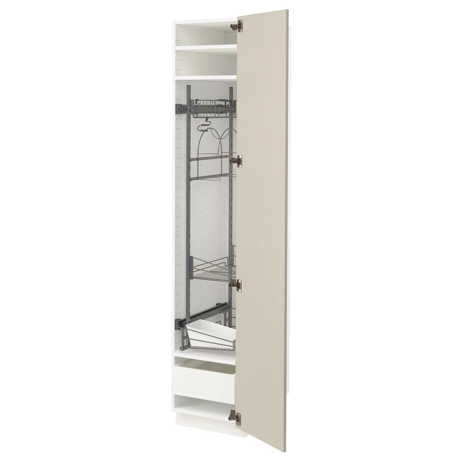 Высокий шкаф/бытовой - IKEA METOD/MAXIMERA/МЕТОД/МАКСИМЕРА ИКЕА, 200х60х40 см, белый/бежевый (изображение №1)