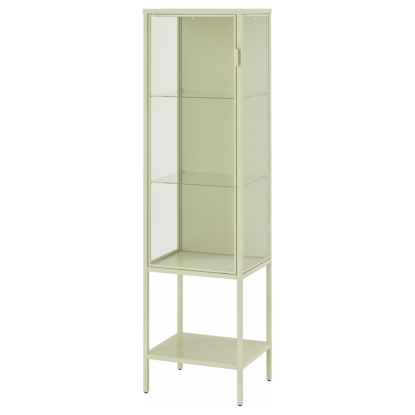 Шкаф со стеклянными дверцами  - RUDSTA IKEA/ РУДСТА ИКЕА, 42x37x155 см, светло-зелёный/прозрачный