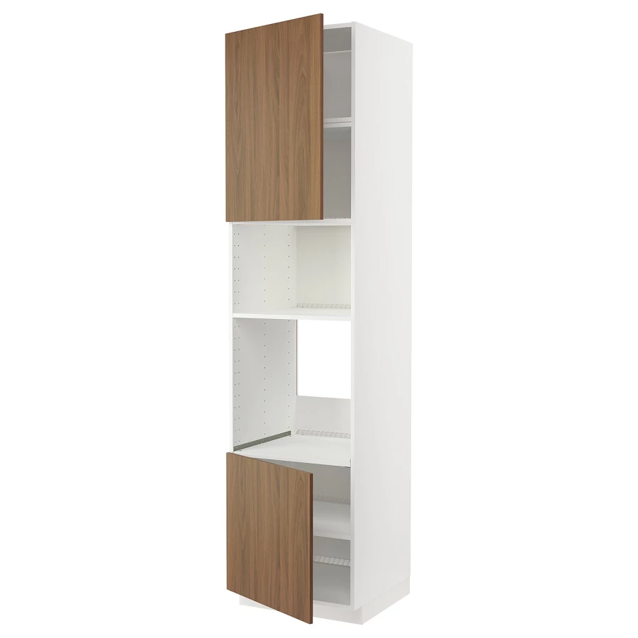 Высокий кухонный шкаф с полками - IKEA METOD/МЕТОД ИКЕА, 240х60х60 см, белый/коричневый (изображение №1)