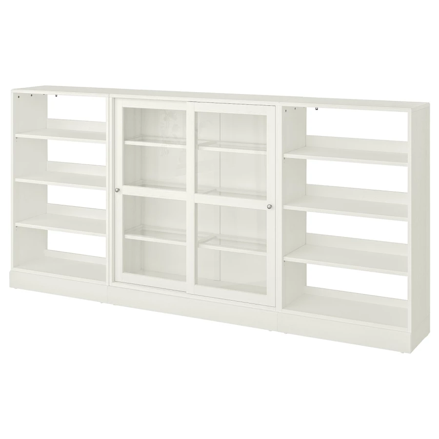 Комбинация раздвижных стеклянных дверей - IKEA HAVSTA/ХАВСТА ИКЕА, 134х37х283 см, белый (изображение №1)