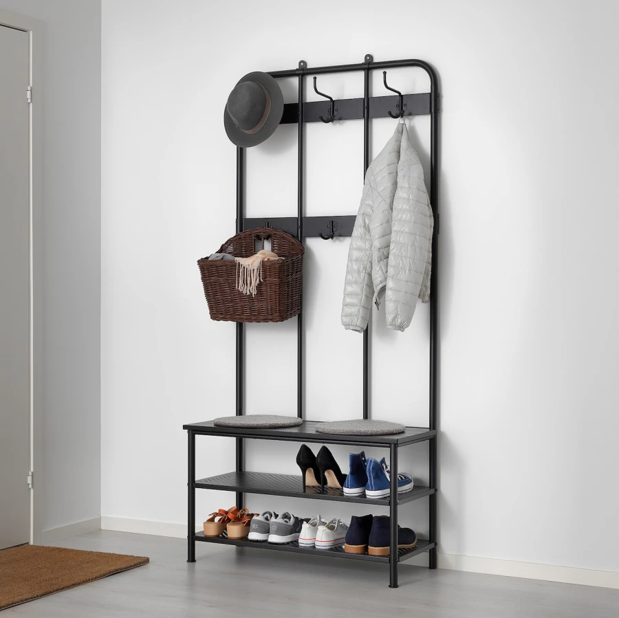 Вешалка для одежды - PINNIG IKEA/ ПИННИГ ИКЕА,  193х90 см, черный (изображение №2)