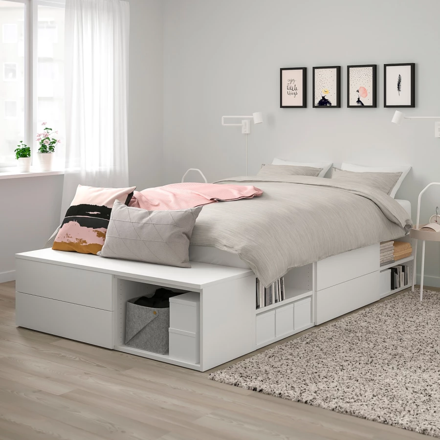 Каркас кровати с 4 ящиками - IKEA PLATSA, 200х140 см, белый, ПЛАТСА ИКЕА (изображение №3)