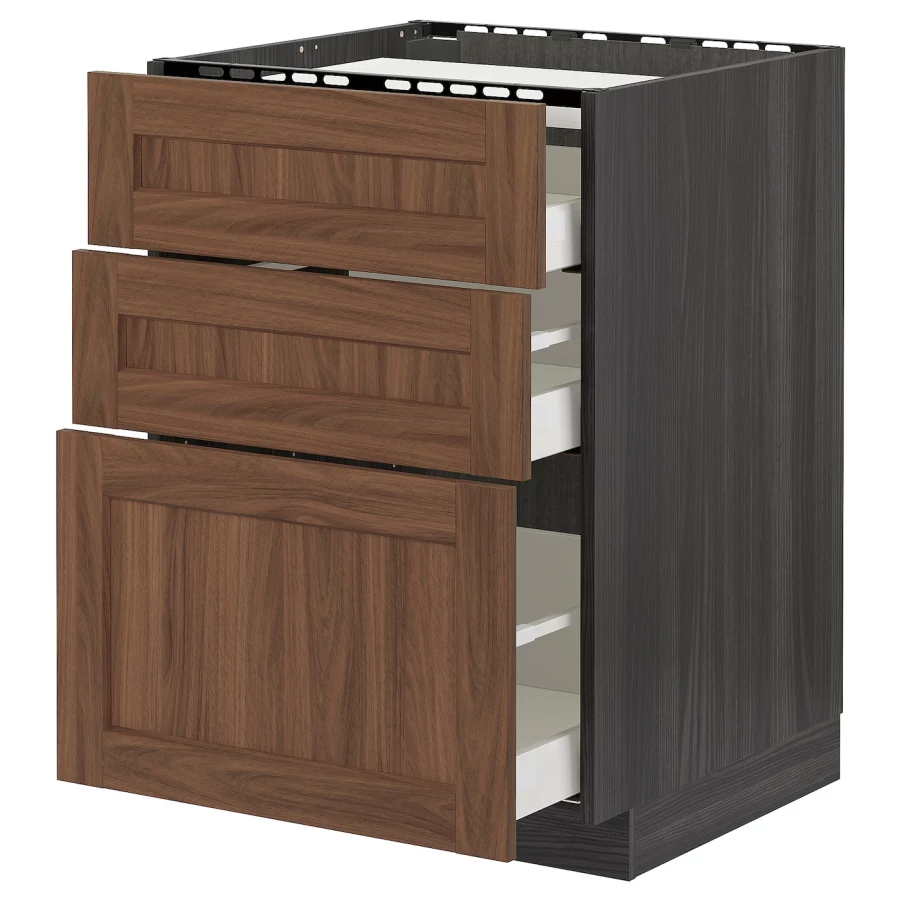 Напольный кухонный шкаф  - IKEA METOD MAXIMERA, 88x62x60см, черный/коричневый, МЕТОД МАКСИМЕРА ИКЕА (изображение №1)