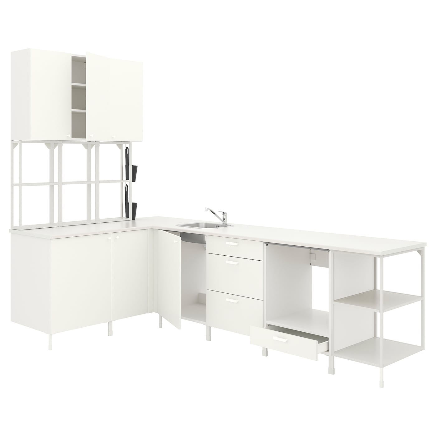 Угловая кухня -  ENHET  IKEA/ ЭНХЕТ ИКЕА, 290,5х150 см, белый
