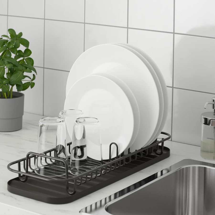Сушилка для посуды - IKEA LILLHAVET, 48х17 см, антрацит, ЛИЛЛЬХАВЕТ ИКЕА (изображение №2)