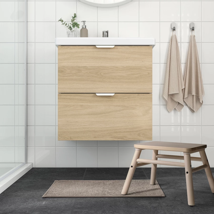 Коврик для ванной - IKEA OSBYSJÖN/OSBYSJON, 60х40 см, бежевый, ОСБЮШЕН ИКЕА (изображение №2)