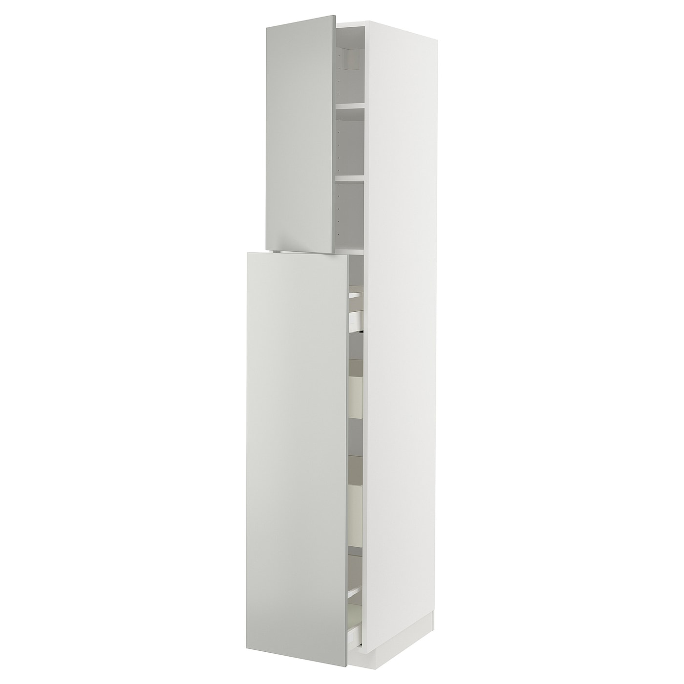 Высокий шкаф с ящиками - IKEA METOD/MAXIMERA/МЕТОД/МАКСИМЕРА ИКЕА, 220х60х40 см, белый/серый