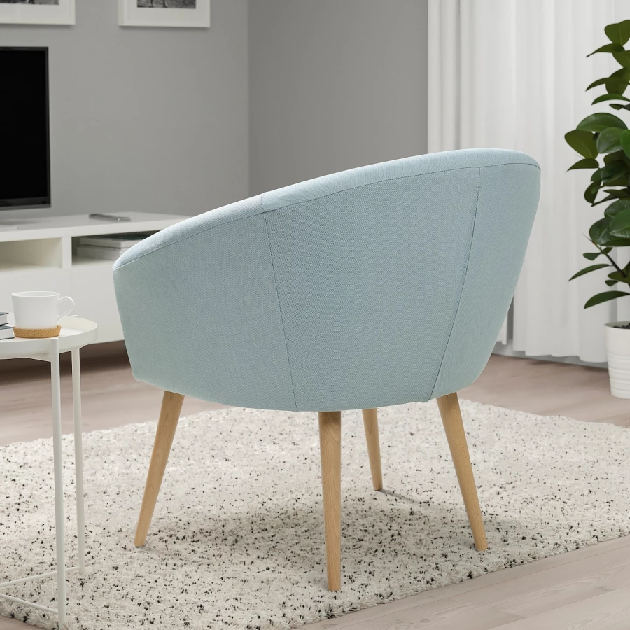 Кресло - IKEA GLAMSEN, 75х64х75 см, голубой, ГАМЛЕШЕН ИКЕА (изображение №4)