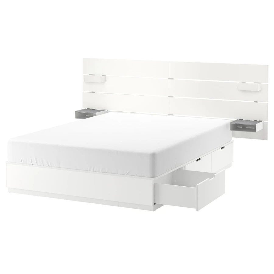 Комплект изголовья двуспальной кровати - NORDLI IKEA/ НОРДЛИ ИКЕА, 160x200 см, белый (изображение №1)