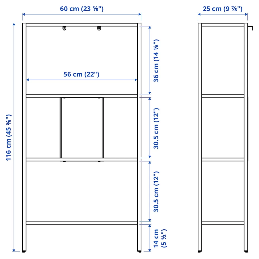 Стеллаж - IKEA BAGGEBO, 60х25х116 см, белый, ИКЕА БАГГЕБО (изображение №5)