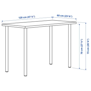 Письменный стол - IKEA LAGKAPTEN/ADILS, 120х60 см, антрацит/белый, ЛАГКАПТЕН/АДИЛЬС ИКЕА