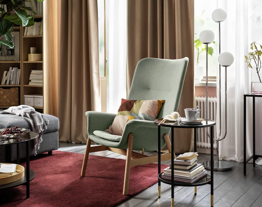 Кресло с высокой спинкой - IKEA VEDBO/ВЕДБО ИКЕА, 108х85х80 см, зеленый (изображение №2)