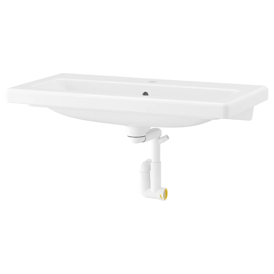Раковина с сифоном - IKEA TVÄLLEN/TVALLEN/RÄNNILEN/RANNILEN, 84х43 см, белый, ТВЭЛЛЕН/РЭННИЛЕН ИКЕА (изображение №1)