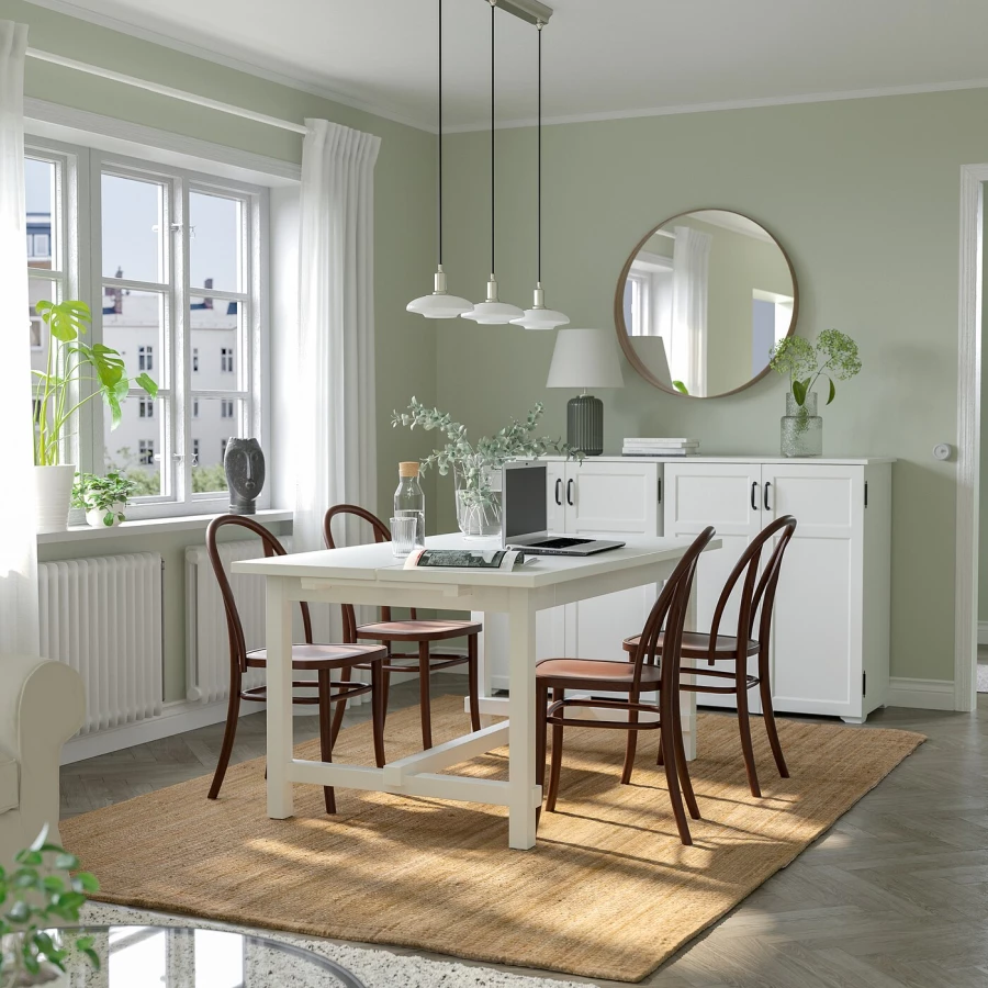 Стол и 4 стула - NORDVIKEN / SKOGSBO IKEA/ НОРДВИКЕН /СКОГСБО ИКЕА, 223х95х75 см, белый/коричневый (изображение №2)