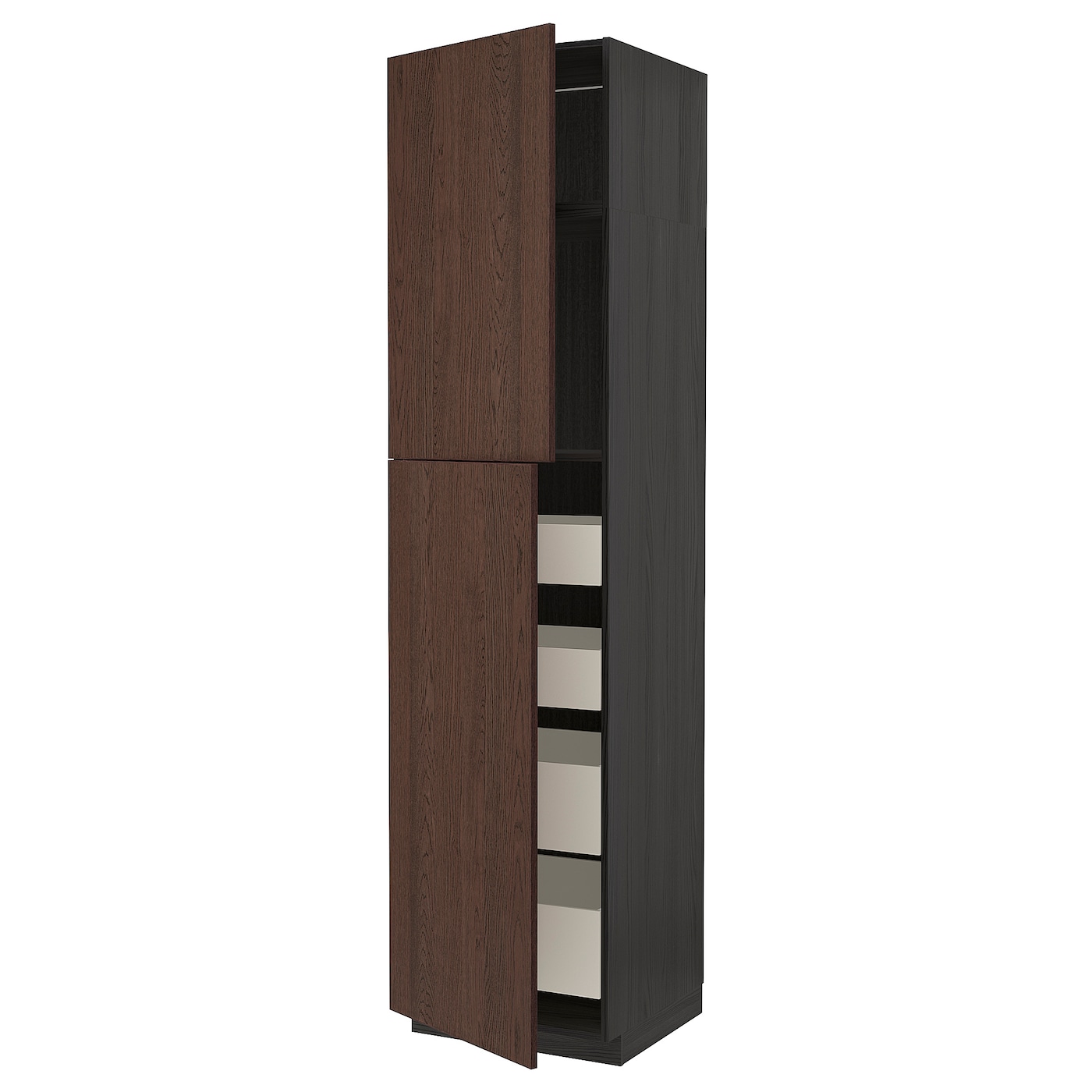 Высокий шкаф с ящиками - IKEA METOD/MAXIMERA/МЕТОД/МАКСИМЕРА ИКЕА, 240х60х60 см, черный/коричневый