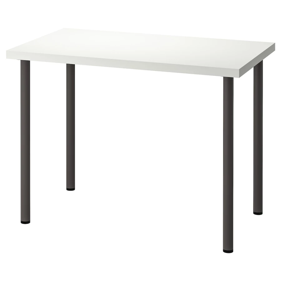 Письменный стол - IKEA LINNMON/ADILS, 100x60 см, белый/темно-серый, ЛИННМОН/АДИЛЬС ИКЕА (изображение №1)