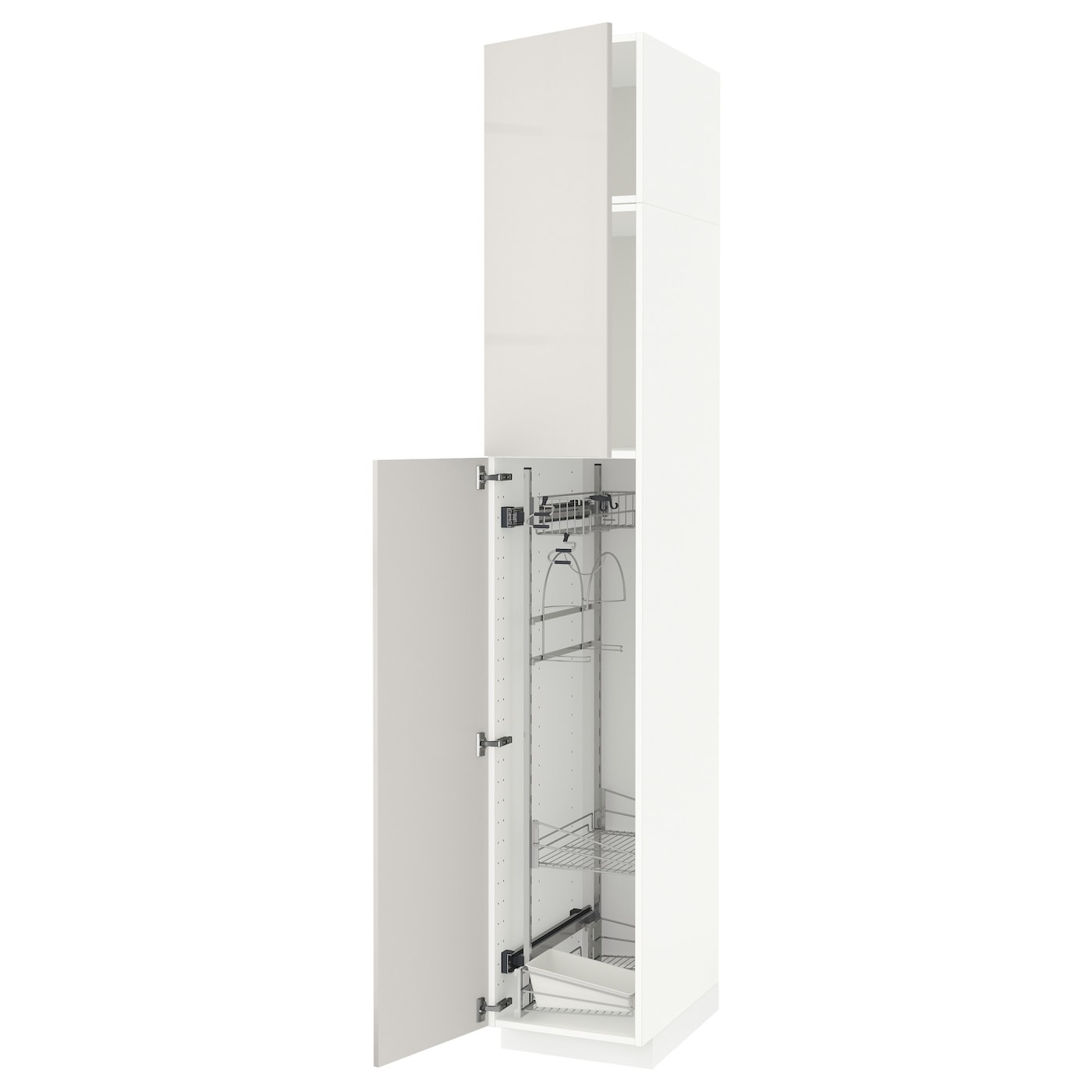Высокий шкаф/бытовой - IKEA METOD/МЕТОД ИКЕА, 240х60х40 см, белый/светло-серый глянцевый