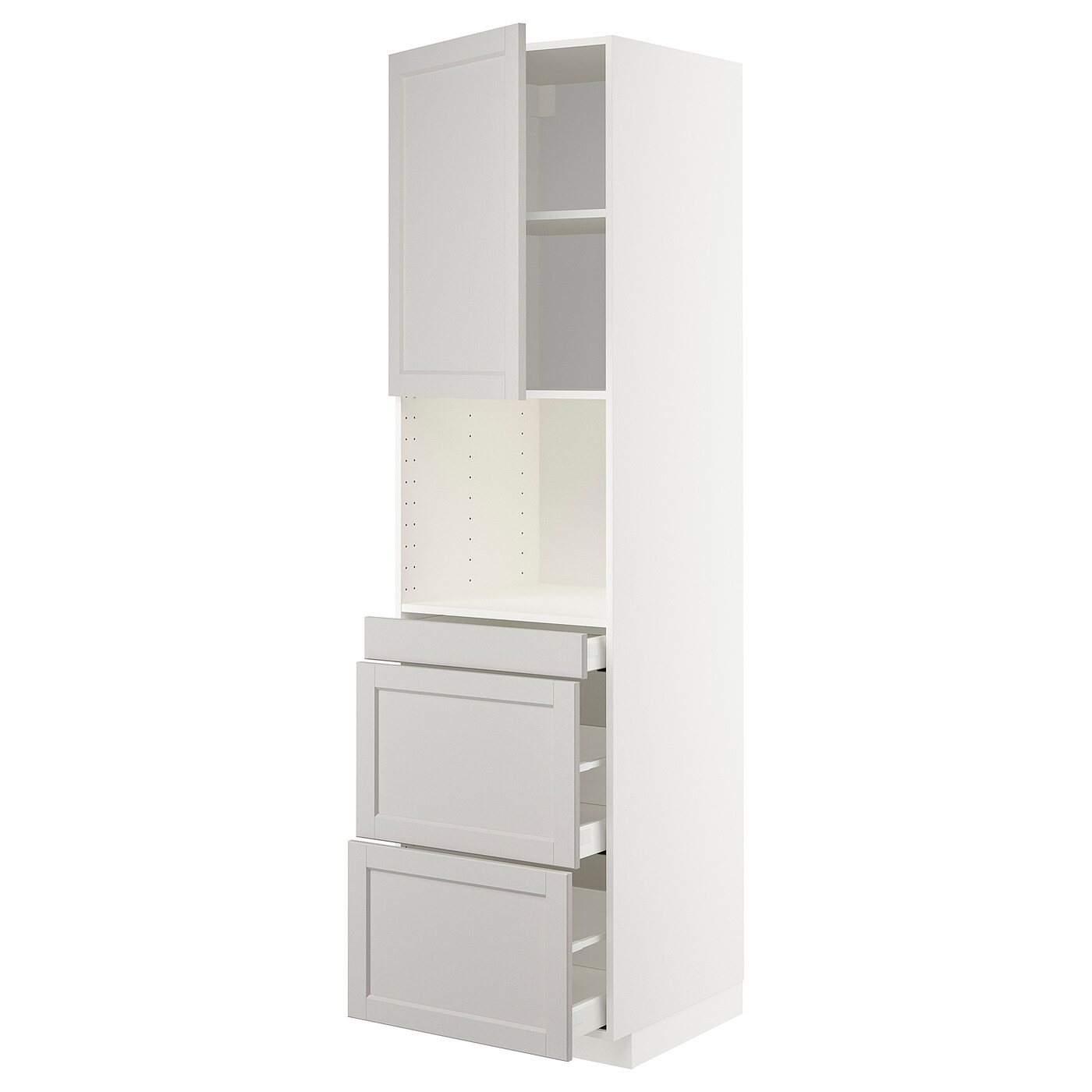 Высокий шкаф - IKEA METOD/MAXIMERA/МЕТОД/МАКСИМЕРА ИКЕА, 60х60х220 см, белый/светло-серый