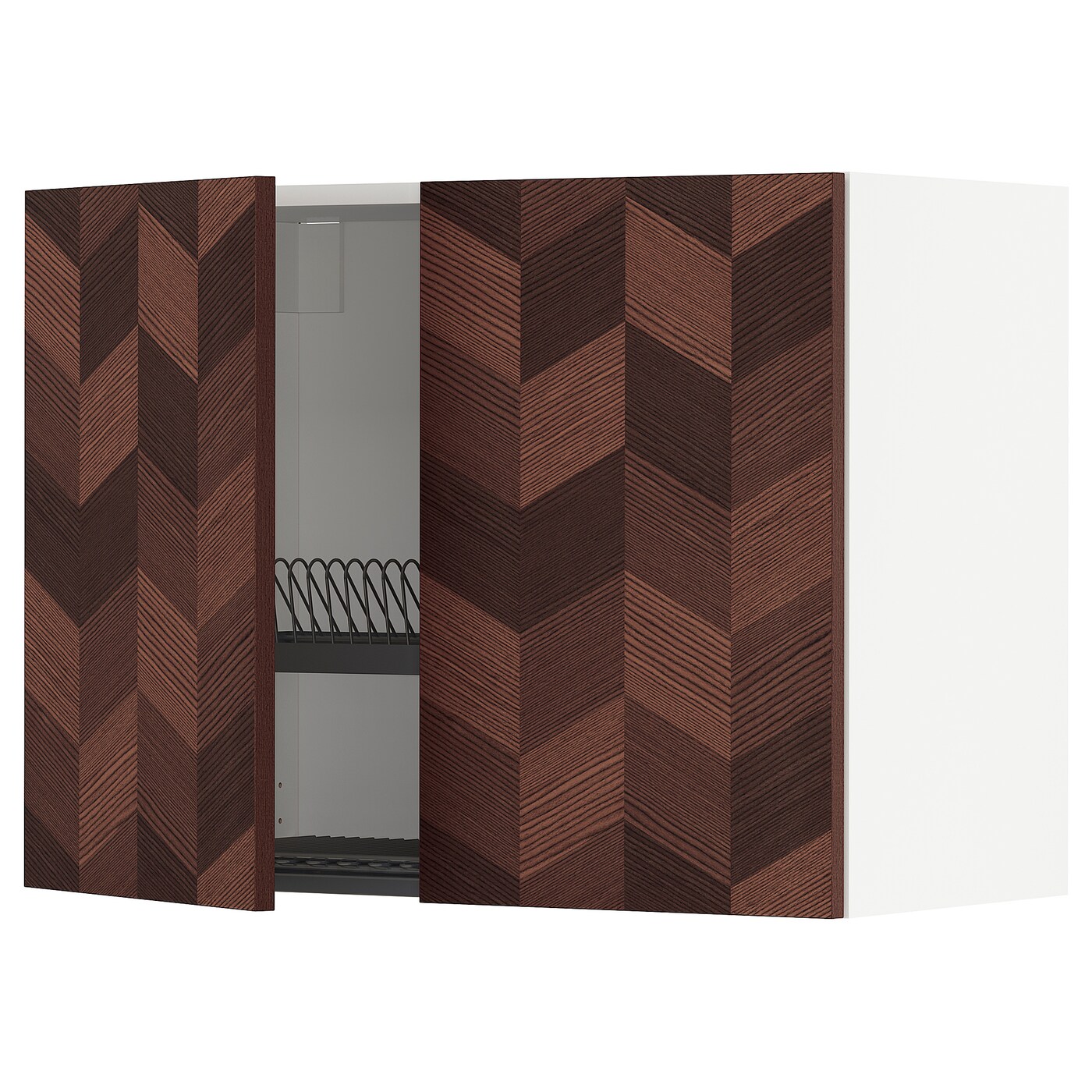 Навесной шкаф с сушилкой/2 дверцы - METOD / MAXIMERA IKEA/  МЕТОД/МАКСИМЕРА ИКЕА, 60х80 см, белый/коричневый