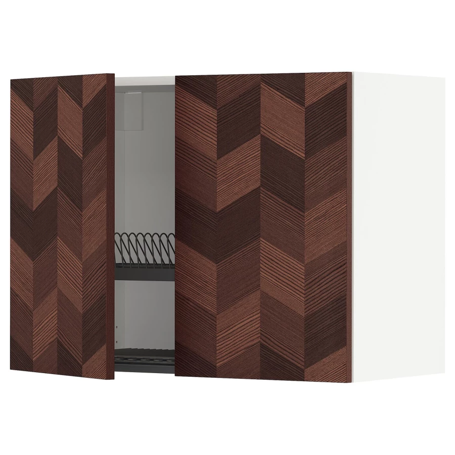 Навесной шкаф с сушилкой/2 дверцы - METOD / MAXIMERA IKEA/  МЕТОД/МАКСИМЕРА ИКЕА, 60х80 см, белый/коричневый (изображение №1)