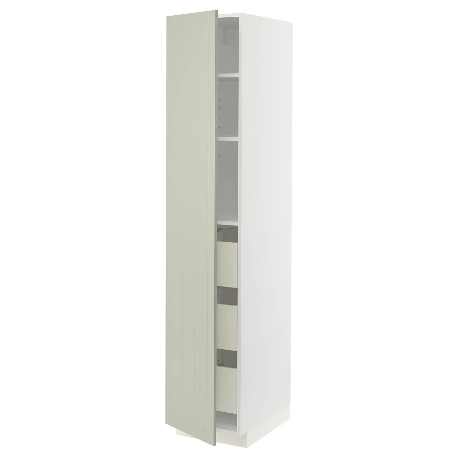 Высокий шкаф с ящиками - IKEA METOD/MAXIMERA/МЕТОД/МАКСИМЕРА ИКЕА, 200х60х40 см, белый/зеленый (изображение №1)