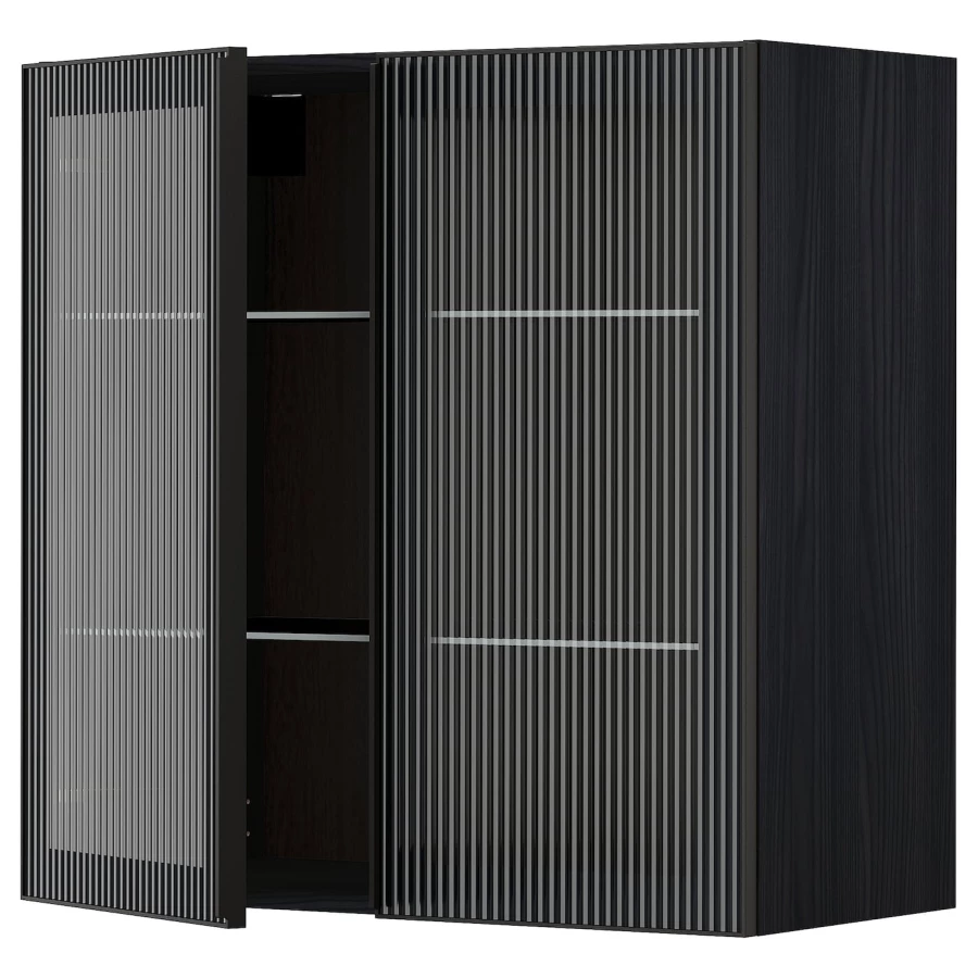 Шкаф и 2 стеклянные двери -  METOD IKEA/ МЕТОД ИКЕА, 80х80 см, черный (изображение №1)