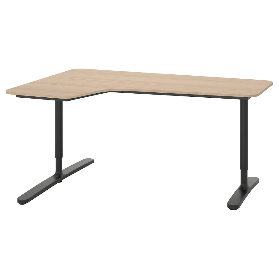 Угловой стол (левый угол) - IKEA BEKANT, бежевый, 160х110х65-85 см, БЕКАНТ ИКЕА (изображение №1)
