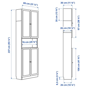 Второе фото. Книжный шкаф - BILLY / OXBERG IKEA/ БИЛЛИ/ ОКСБЕРГ ИКЕА, 80х30х237 см,черный