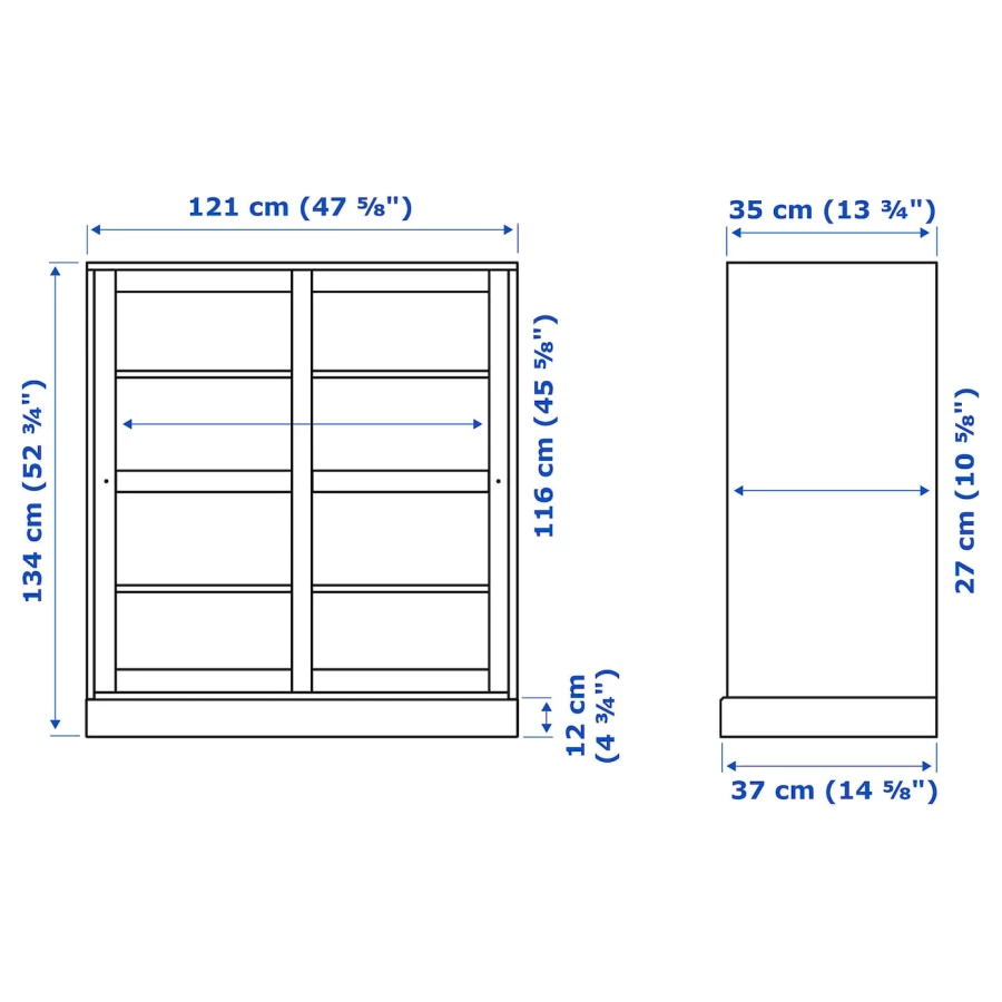 Шкаф-витрина - HAVSTA IKEA/ ХАВСТА ИКЕА, 134х121 см, серый (изображение №8)