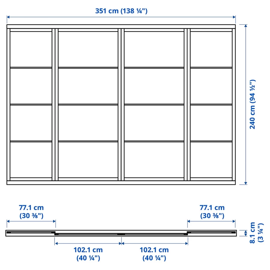 Комбинация раздвижных дверей - SKYTTA/SVARTISDAL   IKEA/ СКЮТТА/СВАРТИСДАЛЬ   ИКЕА, 351х240 см, черный (изображение №2)