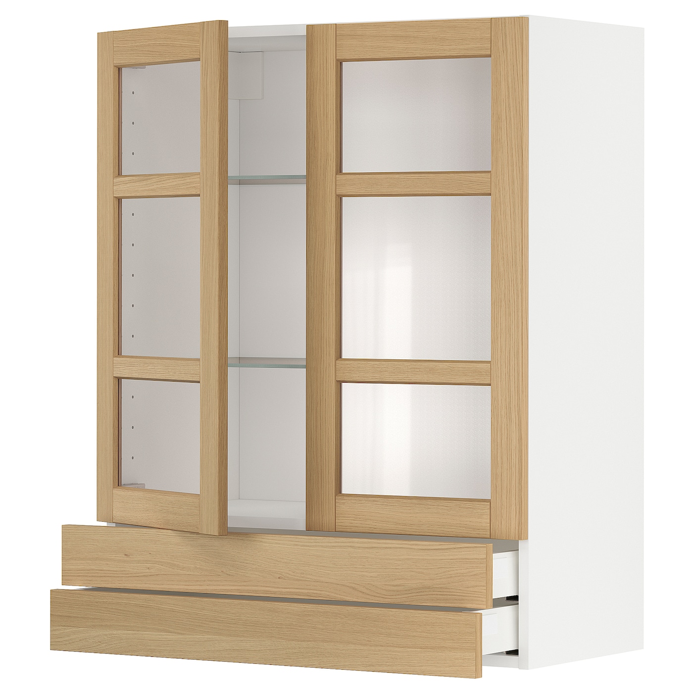 Навесной шкаф - METOD / MAXIMERA IKEA/ МЕТОД/МАКСИМЕРА ИКЕА, 80х100 см, белый/под беленый дуб