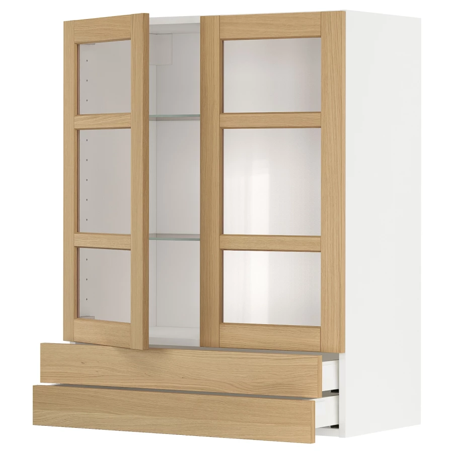 Навесной шкаф - METOD / MAXIMERA IKEA/ МЕТОД/МАКСИМЕРА ИКЕА, 80х100 см, белый/под беленый дуб (изображение №1)