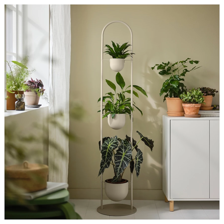 Подставка для растений с 3 горшками - IKEA DAKSJUS, бежевый, ДАКСЬЮС ИКЕА (изображение №2)