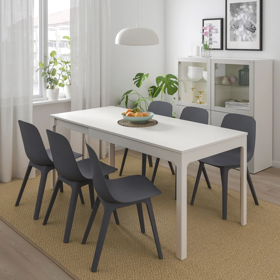 Стол и 4 стула - IKEA EKEDALEN/ODGER/ЭКЕДАЛЕН/ОДГЕР ИКЕА, 120/180х80 см, белый/темно-голубой (изображение №6)
