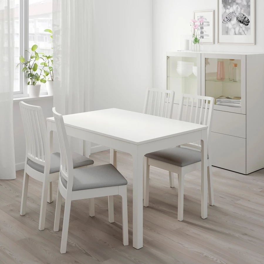 Стол и 4 стула - IKEA EKEDALEN/ЭКЕДАЛЕН ИКЕА, 120/180х80 см, белый/серый (изображение №3)