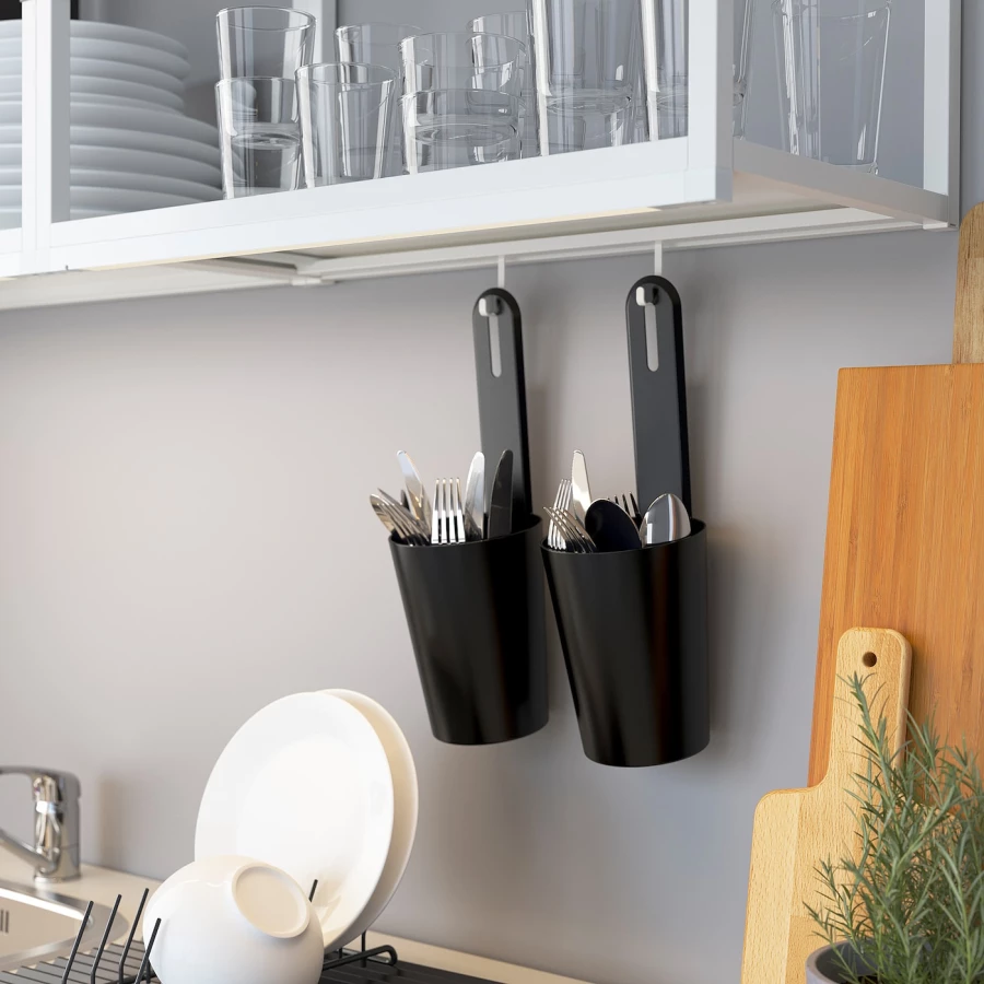 Кухня -  ENHET  IKEA/ ЭНХЕТ ИКЕА, 222х183 см, белый/серый (изображение №13)