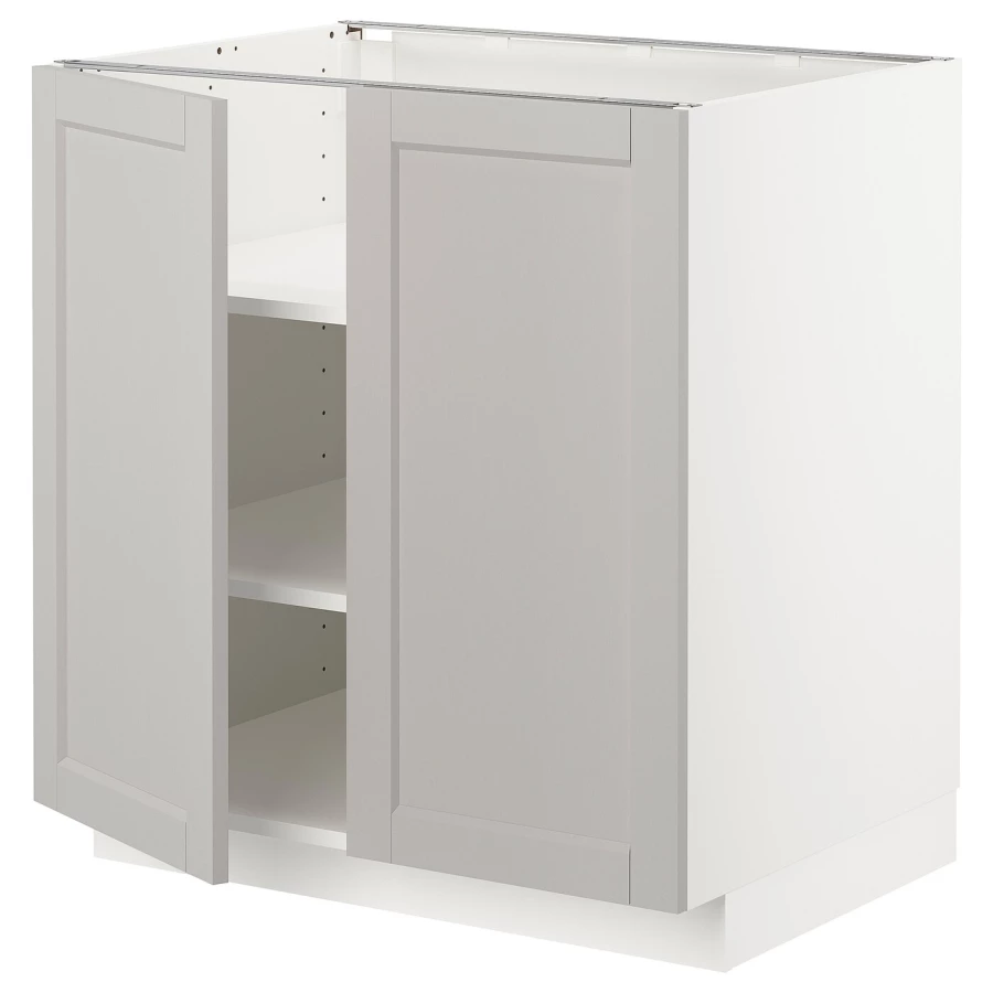 Напольный шкаф - IKEA METOD, 88x62x80см, белый/светло-серый, МЕТОД ИКЕА (изображение №1)