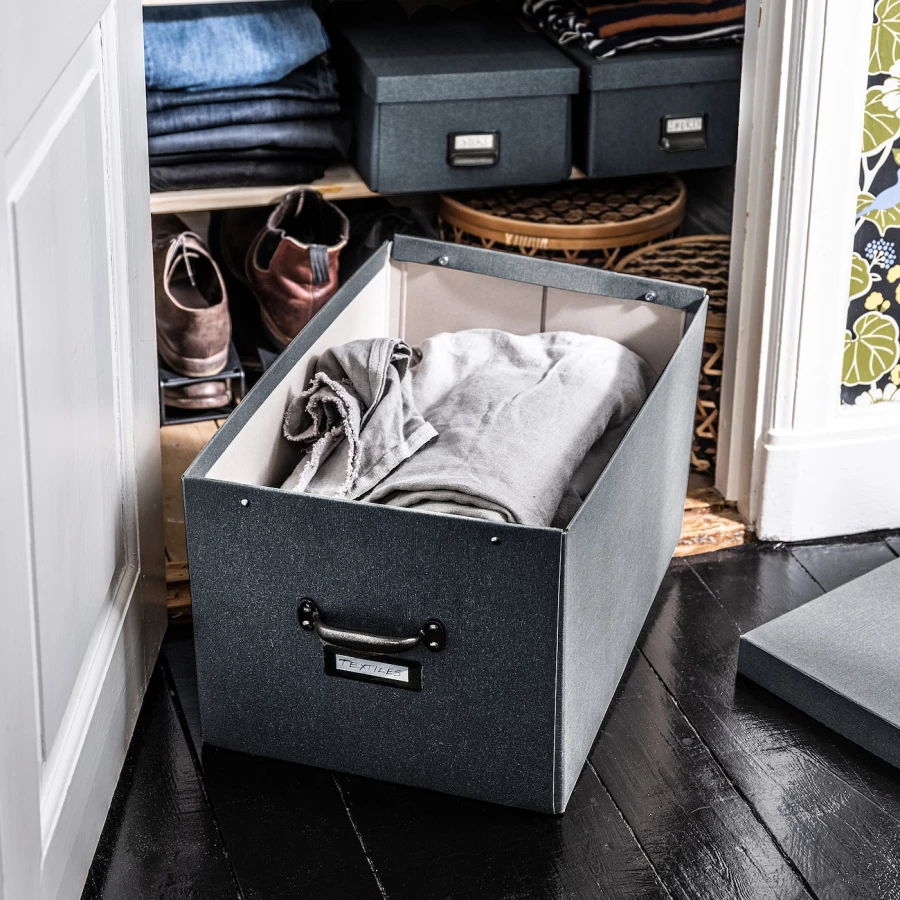 Коробка с крышкой - TJOG IKEA/ЧУГ ИКЕА, 35x56x30 см,  серый (изображение №4)