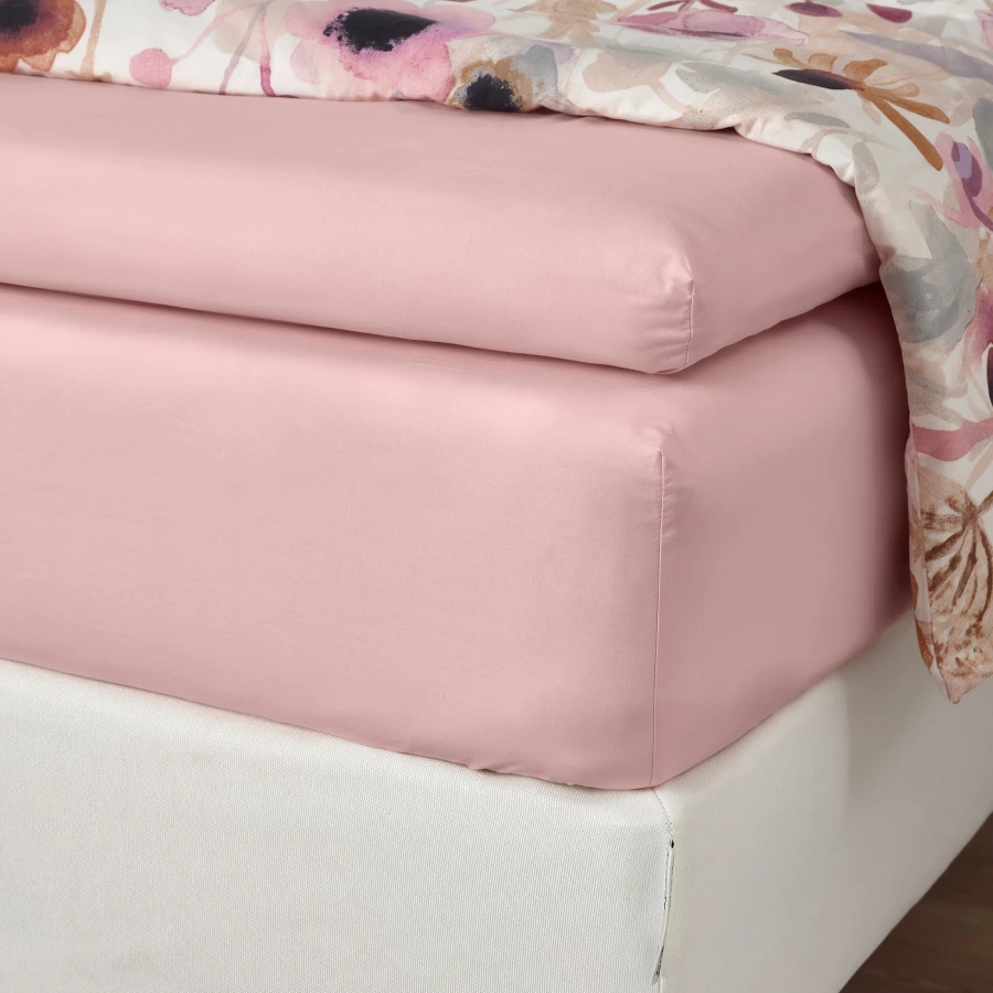 Простыня натяжная - ULLVIDE IKEA/ УЛЛЬВИДЕ ИКЕА, 160х200 см,  розовый (изображение №3)