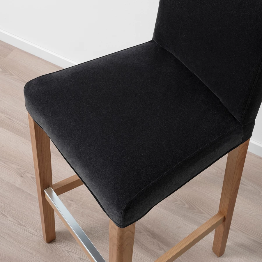 Барный стул со спинкой - BERGMUND IKEA/БЕРГМУНД ИКЕА, 110х45х49 см, черный (изображение №7)