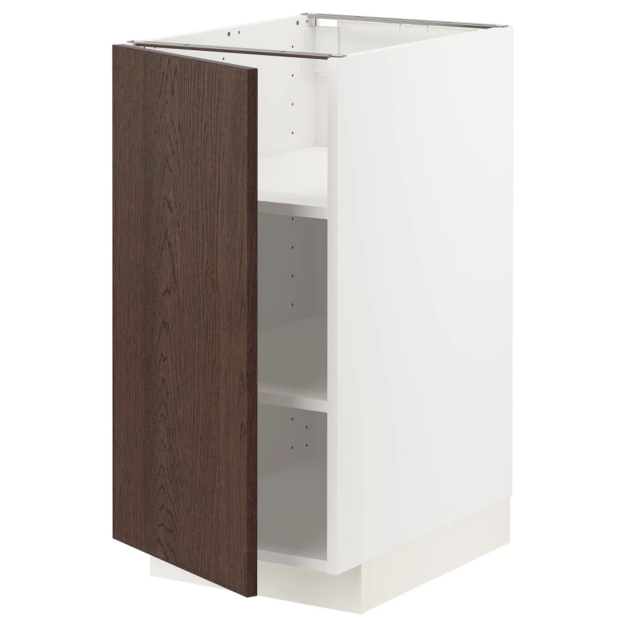 Напольный кухонный шкаф  - IKEA METOD, 88x62x40см, белый/темно-коричневый, МЕТОД ИКЕА (изображение №1)