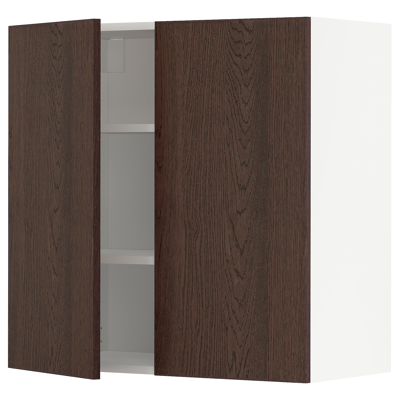 Навесной шкаф с полкой - METOD IKEA/ МЕТОД ИКЕА, 80х80 см, белый/коричневый
