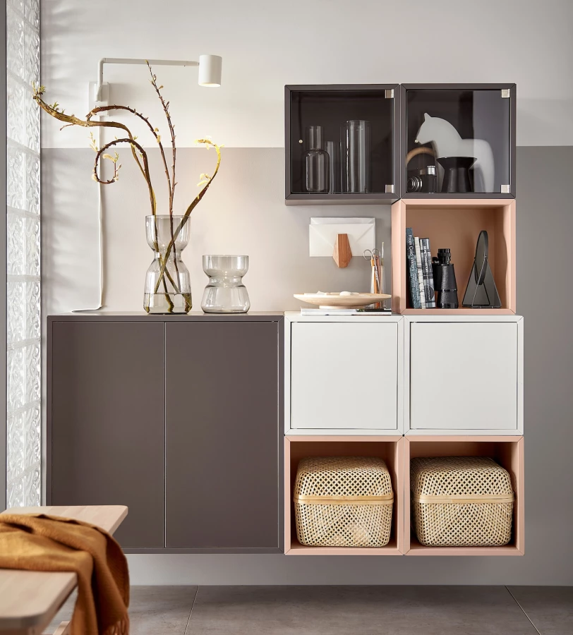 Настенный шкаф - EKET  IKEA/  ЭКЕТ ИКЕА,  35x35x35 см, розовый (изображение №6)