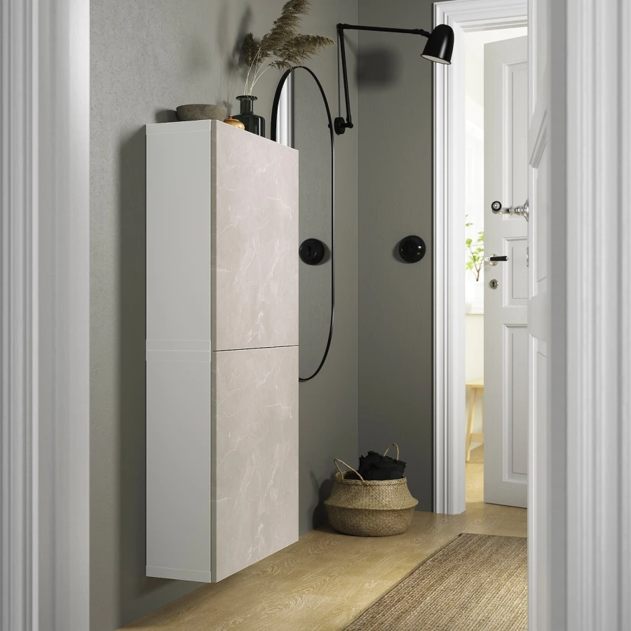 Настенный шкаф - BESTÅ / BESTА IKEA/  БЕСТА ИКЕА,  60х128 см, белый/бежевый (изображение №3)