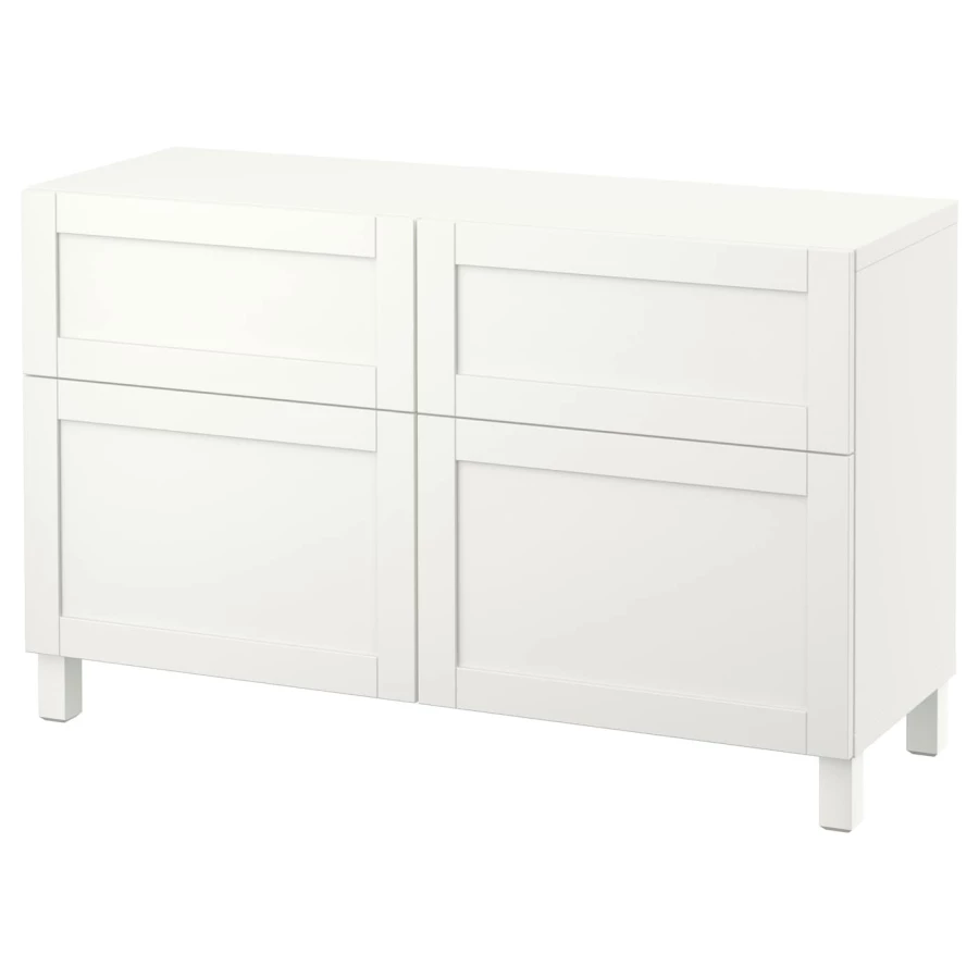 Комбинация для хранения - IKEA BESTÅ/BESTA/БЕСТА/БЕСТО ИКЕА, 120x42x74 см, белый, (изображение №1)