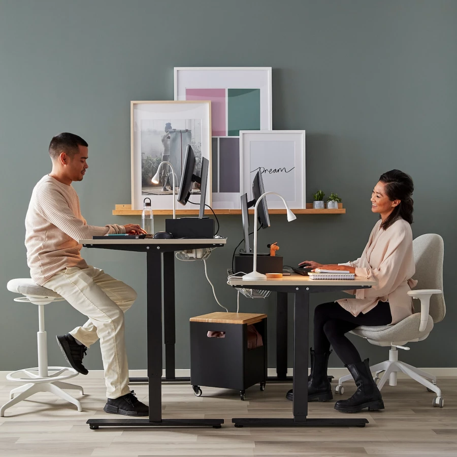 Письменный стол - IKEA TROTTEN, 120х70х72-122 см, бежевый/антрацит, ТРОТТЕН ИКЕА (изображение №4)